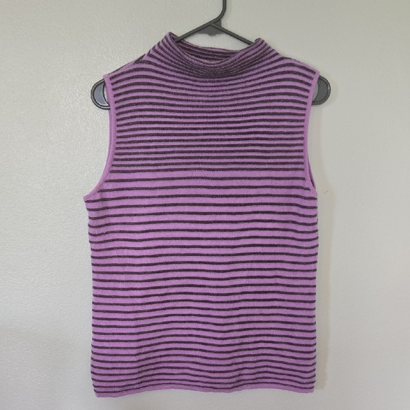 Louis Feraud Cashmere Mock Neck Sweater Tank Size 12 Sparkle Thread - Picture 1 of 6